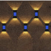 PACHET Lampa solara, de exterior cu 3 capete, LED, incarcare solara + Set 2 x lampa solara cu 6 leduri si senzor