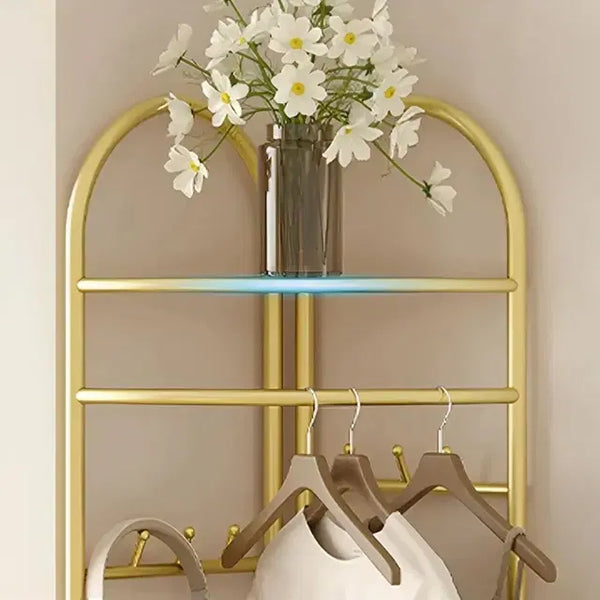 Raft decorativ de colt cu 3 rafturi, auriu cu efect marmura