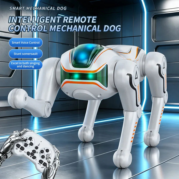 Câine Robot Interactiv cu Telecomandă 2.4G, Control prin Gesturi, Programare, Dans, Muzică și Lumini LED
