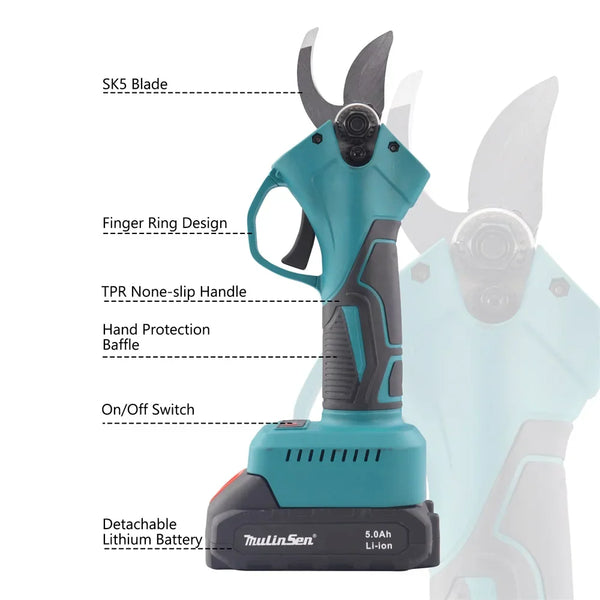 Set Foarfeca De Gradina + Mini Drujba 6 Inch, 2 Acumulatori 48V, Brat Telescopic 2.13m, Unghi Reglabil