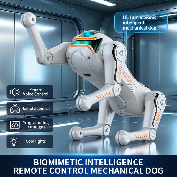 Câine Robot Interactiv cu Telecomandă 2.4G, Control prin Gesturi, Programare, Dans, Muzică și Lumini LED