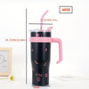 1+1 CADOU Pahar termos izolat din otel inoxidabil, 1200 ml, cu pereti dubli, maner si pai