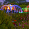 Set 2 x lampa solara tip palmier, cu fibra optica LED RGB, pentru gradina