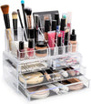 Organizator pentru cosmetice, cu sertare, incapator + Mini lampa UV pentru unghii CADOU