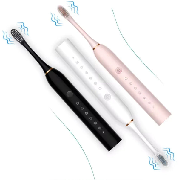 Set 2 Periuțe de Dinți Electrice, 6 Moduri, Temporizator, 4 Capete de Schimb, Suport și Carcasă