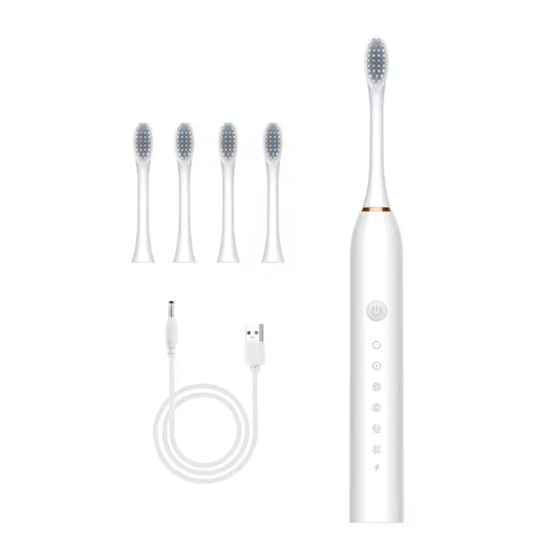 Set 2 Periuțe de Dinți Electrice, 6 Moduri, Temporizator, 4 Capete de Schimb, Suport și Carcasă