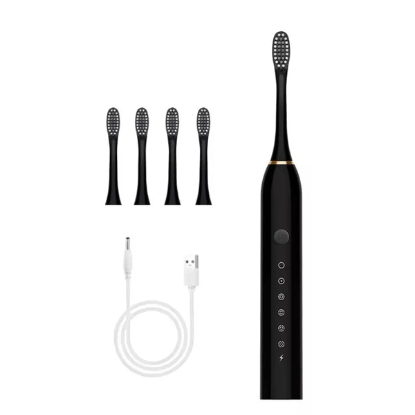 Set 2 Periuțe de Dinți Electrice, 6 Moduri, Temporizator, 4 Capete de Schimb, Suport și Carcasă