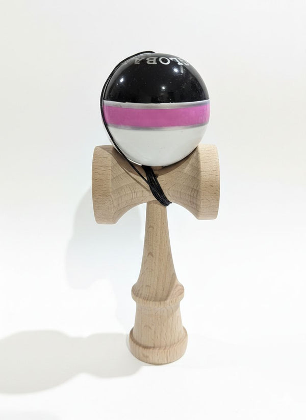 Kendama Super Sticky, Profesionala, Stef's Cat, din Lemn, Rubber Ball, 18 x 7 x 6 cm, Bicolor