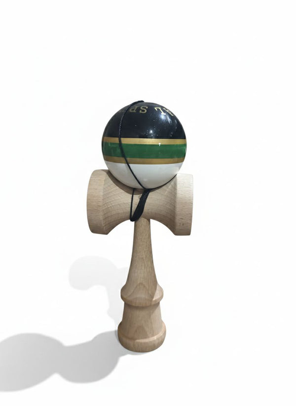 Kendama Super Sticky, Profesionala, Stef's Cat, din Lemn, Rubber Ball, 18 x 7 x 6 cm, Bicolor