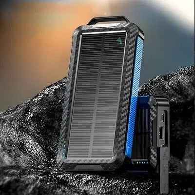 Baterie externa cu incarcare solara si 3 cabluri de incarcare incluse