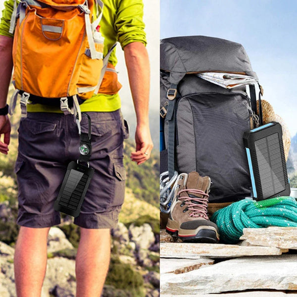 Baterie externa cu incarcare solara si 3 cabluri de incarcare incluse