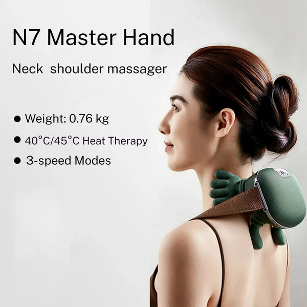 Aparat Masaj Cervical Multifunctional,4D, 3 Intensitati, 2 Trepte Caldura 40/45°C, Wireless, Autonomie 70 min