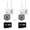 Set 2 camere supraveghere WiFi + 2 carduri microSD 32GB incluse, 360°, 2MP Full HD, vedere nocturnă