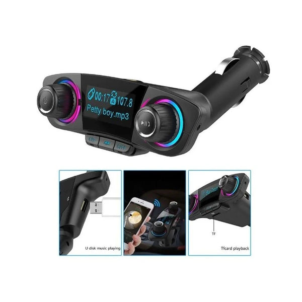 Set 2 x Transmitator auto M20 FM cu MP3 Player, Bluetooth 4.0, AUX, Handsfree, Cititor Carduri, Functie Incarcare Telefon si Brat Flexibil