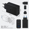 1+1 CADOU Încărcător Rapid 65W PD, Tehnologie GaN, 2x USB-C, 1x USB-A, Super Fast Charging, Cablu USB-C Inclus – Negru