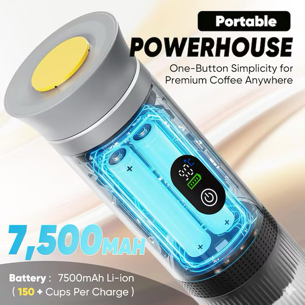Espressor portabil reincarcabil 3 in 1, dispune de afisaj digital, compatibil cu capsule mari, capsule mici si cafea macinata