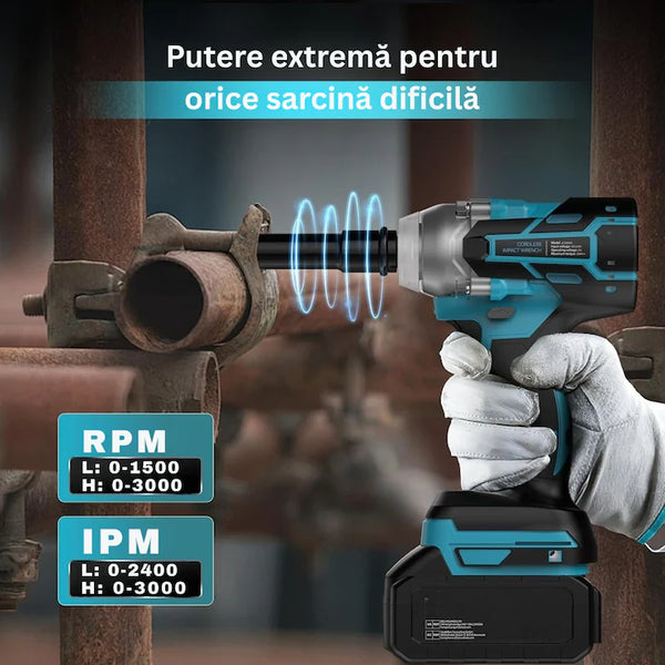 Cheie de impact si Polizor Unghiular fara fir, Masina de gaurit si insurubat, flex, 2 acumulatori 36V 8.0Ah, Valiza Transport, Scule Profesionale