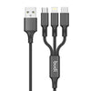 1+1 CADOU Încărcător Auto cu 2 Porturi USB, 2.4A, 12W, Cablu 3 în 1 USB-C / Lightning / Micro USB Inclus – Negru