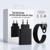 1+1 CADOU Încărcător Rapid 65W PD, Tehnologie GaN, 2x USB-C, 1x USB-A, Super Fast Charging, Cablu USB-C Inclus – Negru