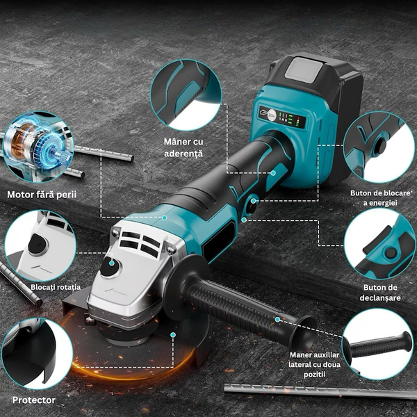 Cheie de impact si Polizor Unghiular fara fir, Masina de gaurit si insurubat, flex, 2 acumulatori 36V 8.0Ah, Valiza Transport, Scule Profesionale