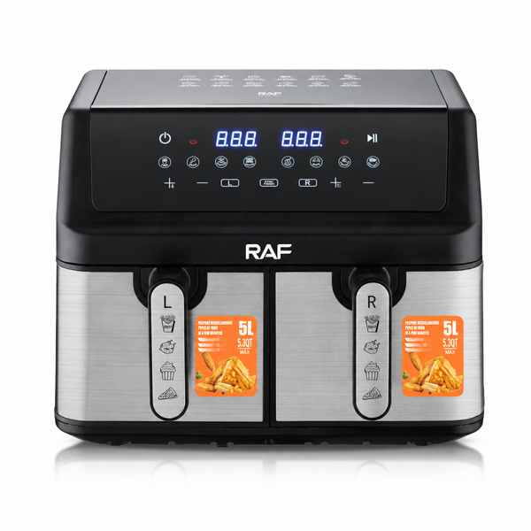 Friteuză cu Aer Digitală RAF R.5382, 10L (5L+5L), Dublu Coș, Control Tactil