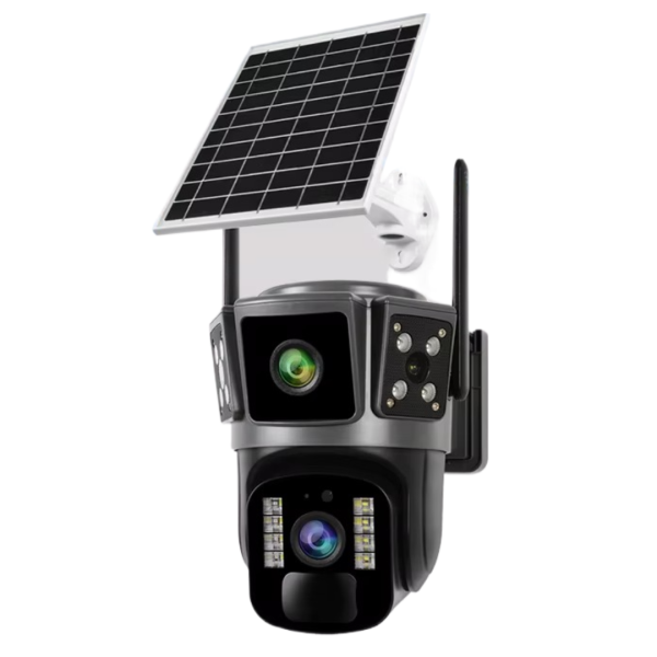 Camera Supraveghere 4G cu Panou Solar - Dubla Lentila 360°, Full HD, Viziune Nocturna Color + Card 32GB