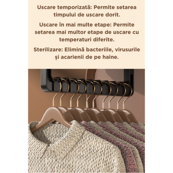 Uscator de rufe electric incorporabil 10Kg control touch screen pliabil protectie supraincalzire