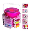 Set Masina de cusut manuala, portabila, cu baterii + Trusa de cusut si croitorie, portabila, cu 210 accesorii
